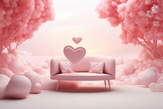 Free photo 3d rendering of abstract valentine day heart