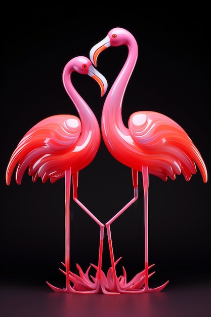 Free Photo 3d rendering of animal couple on valentine day heart