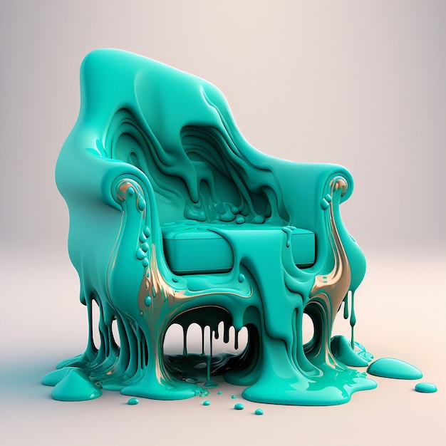 3d rendering of armchair melting