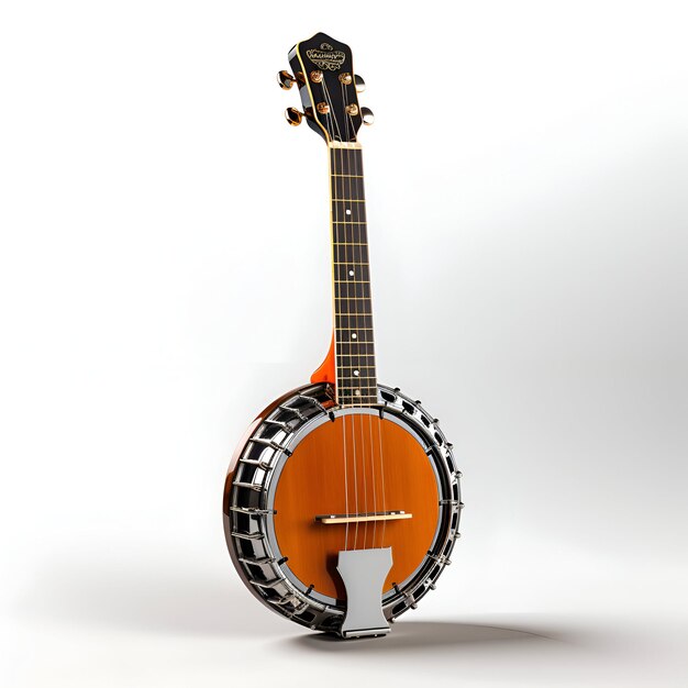 Free Photo 3d rendering of a banjo on a white background with shadow