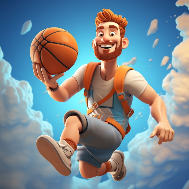 Free photo 3d rendering of basketball player