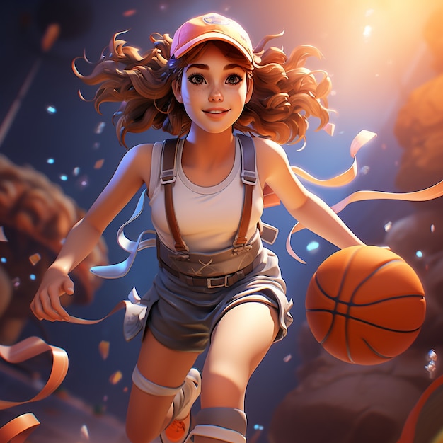 Free photo 3d rendering of basketball player