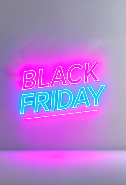 3d rendering of black friday neon logo