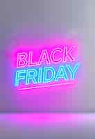 Free photo 3d rendering of black friday neon logo