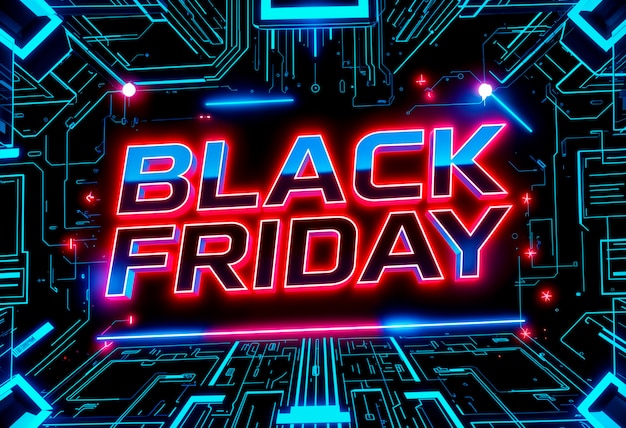 3d rendering of black friday neon logo