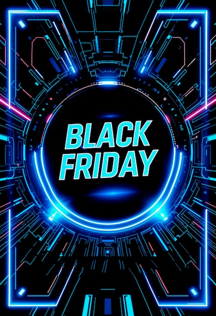 3d rendering of black friday neon logo