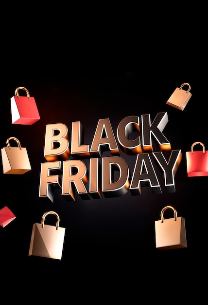 Free photo 3d rendering of black friday neon logo