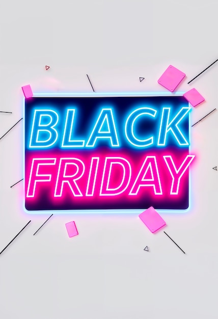 Free photo 3d rendering of black friday neon logo