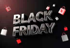 Free photo 3d rendering of black friday neon logo