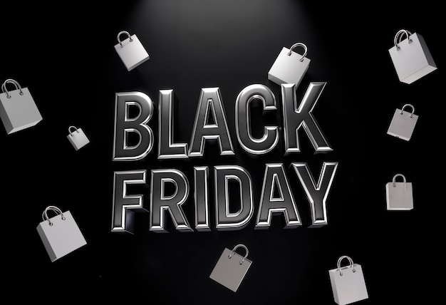 3d rendering of black friday neon logo