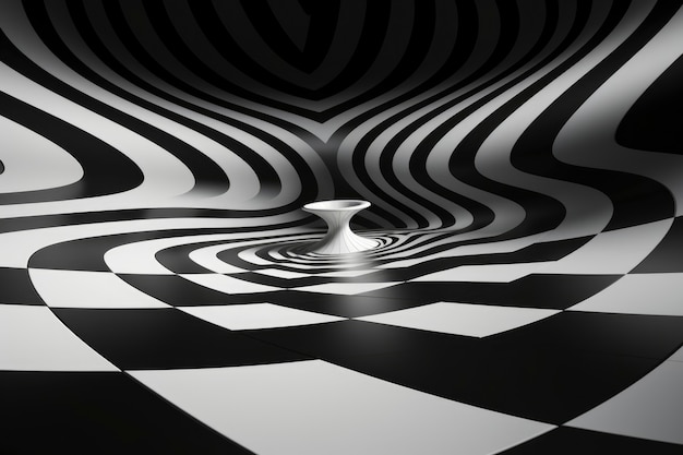 3d rendering of black and white optical illusion