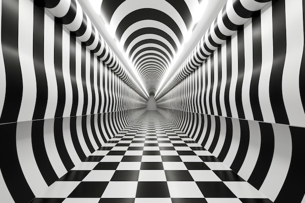 Free photo 3d rendering of black and white optical illusion