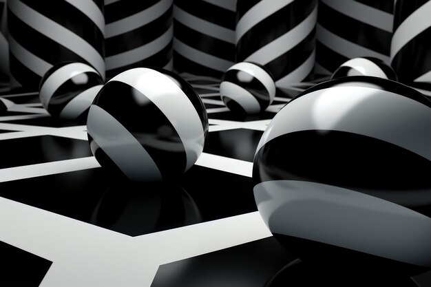 3d rendering of black and white optical illusion