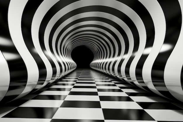 3d rendering of black and white optical illusion