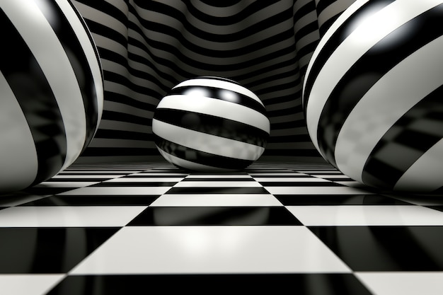 3d rendering of black and white optical illusion