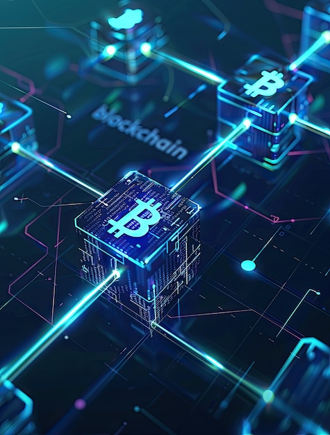 3d rendering of blockchain technology