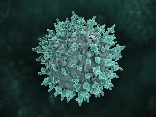 Free Photo 3d rendering of a blue coronavirus microbe cell