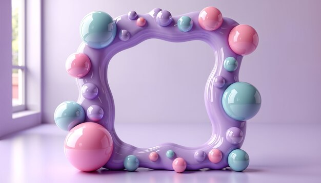 3d rendering of bubbles frame design