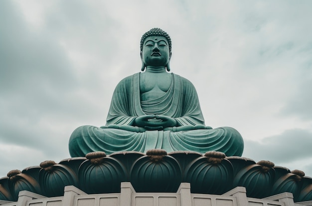 3d rendering of buddha statue against  the sky