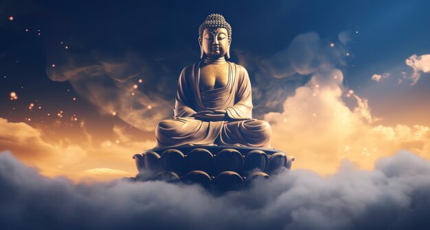 3d rendering of buddha statue against  the sky