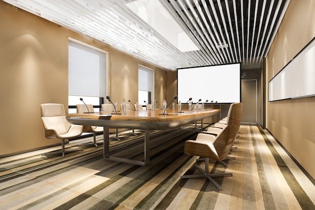 Free photo 3d rendering business meeting room in office building