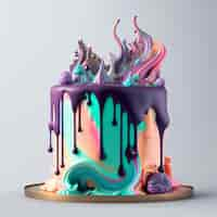 Free photo 3d rendering of cake melting