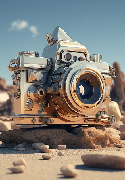 3d rendering of camera with photo film