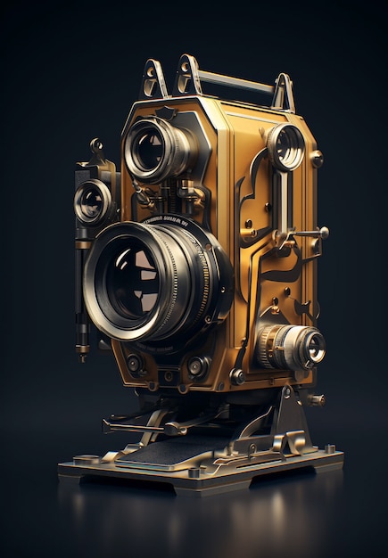 3d rendering of camera with photo film