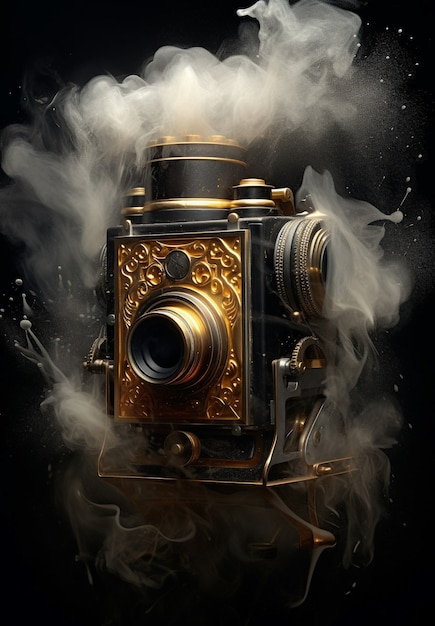 Free photo 3d rendering of camera with photo film