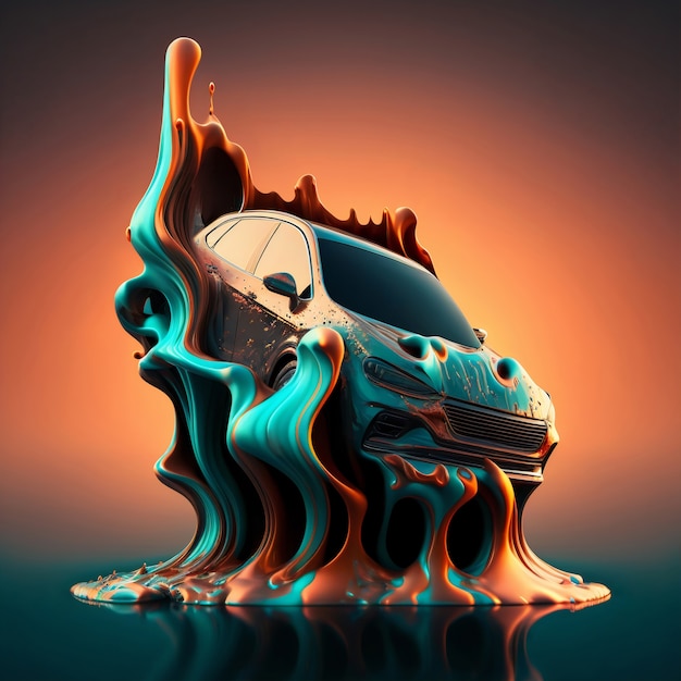 Free Photo 3d rendering of car melting