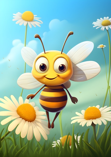 3d rendering of cartoon bee