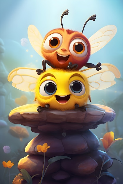 3d rendering of cartoon bee