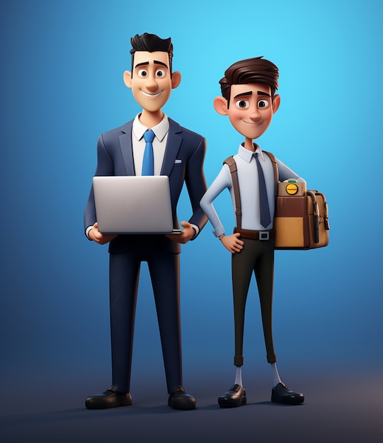 3d rendering of cartoon business men