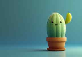 Free photo 3d rendering cartoon of cacti with friendly face