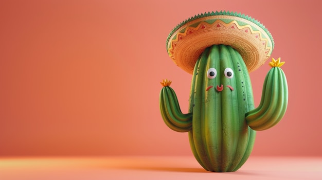 Free photo 3d rendering cartoon of cacti with friendly face