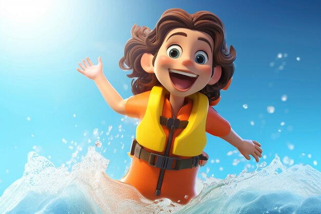 3d rendering of cartoon character on beach