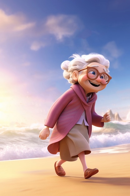 3d rendering of cartoon character on beach