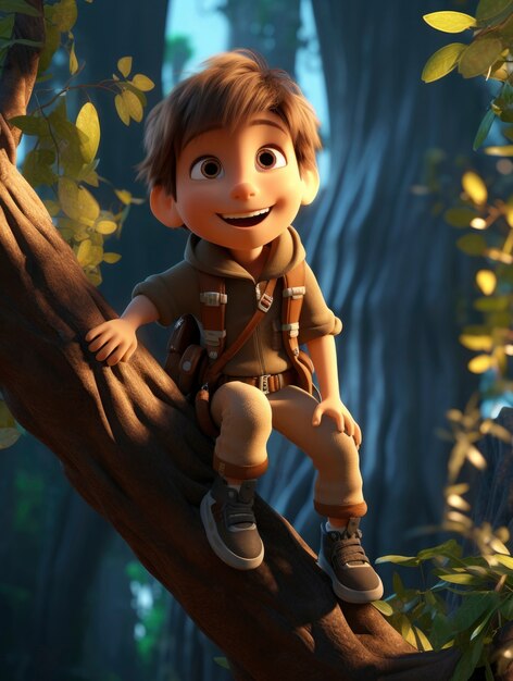 3d rendering of cartoon character exploring like forest