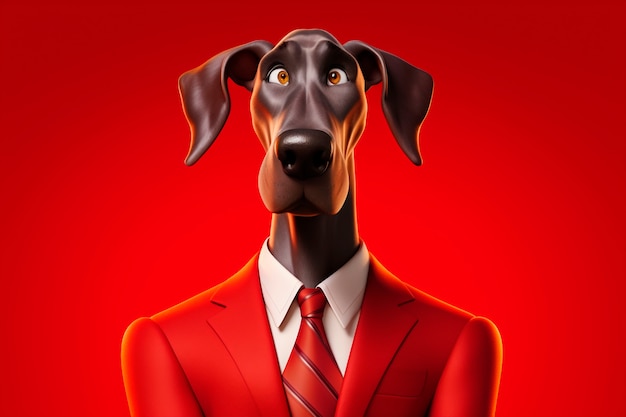 Free photo 3d rendering of cartoon dog portrait