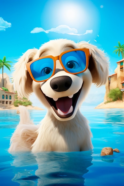 Free Photo 3d rendering of cartoon dog portrait