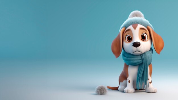 3d rendering of cartoon dog portrait