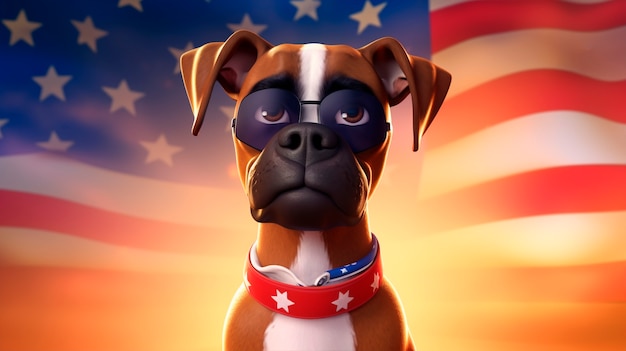 Free photo 3d rendering of cartoon dog portrait