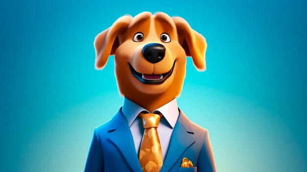 3d rendering of cartoon dog portrait