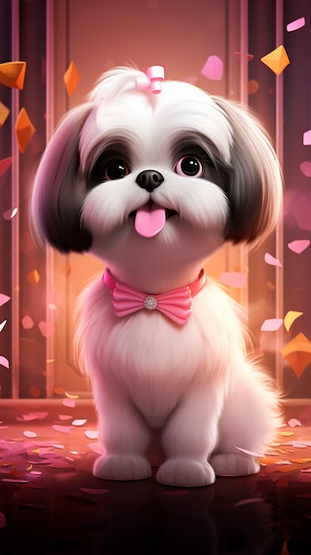 Free photo 3d rendering of cartoon dog portrait