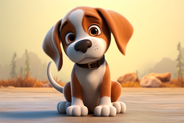 Free Photo 3d rendering of cartoon dog portrait