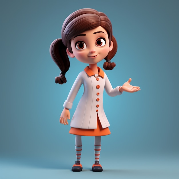 Free photo 3d rendering of cartoon girl