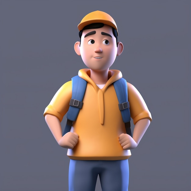 Free photo 3d rendering of cartoon like boy ready for adventure