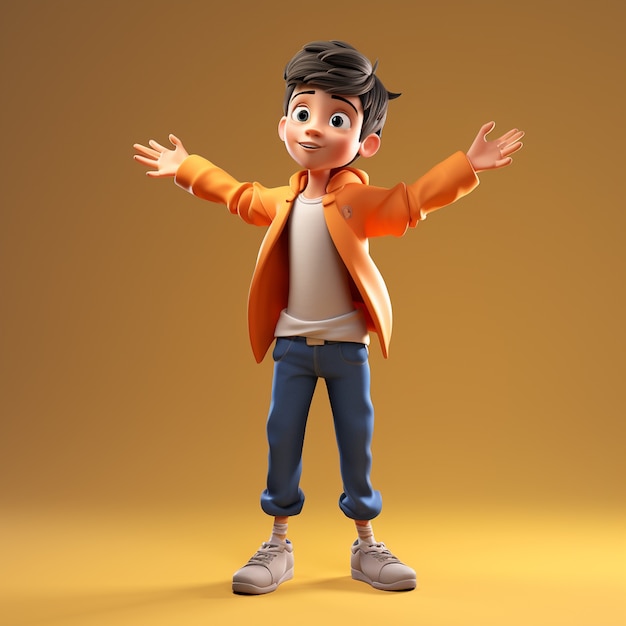 Free Photo 3d rendering of cartoon like boy