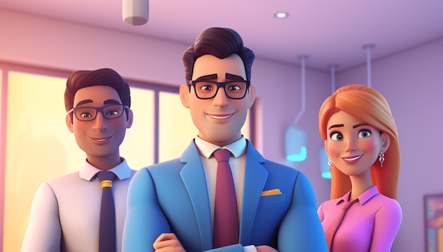 Free Photo 3d rendering of cartoon like business persons