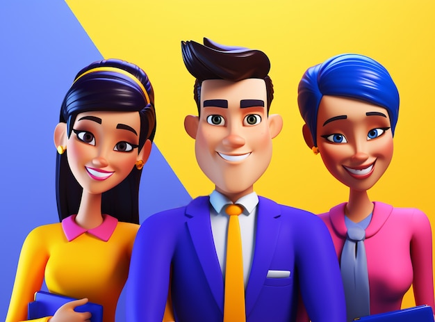 Free photo 3d rendering of cartoon like business persons